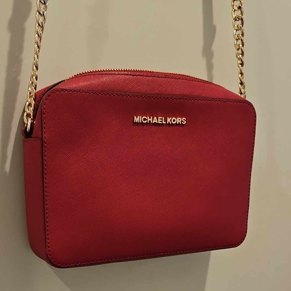 Michael Kors Red Saffiano Leather Crossbody